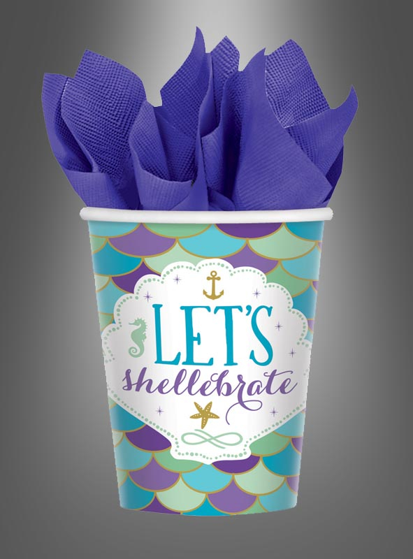 8 Paper Cups Mermaid 260 ml