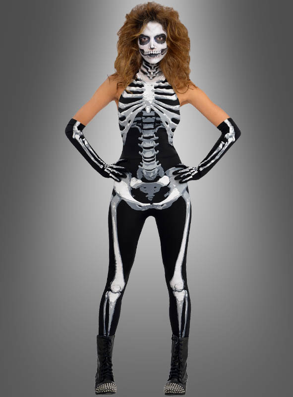 Damen Frauen Skelett Knochen Rahmen Overall Jumpsuit Halloween Cosplay Karneval 