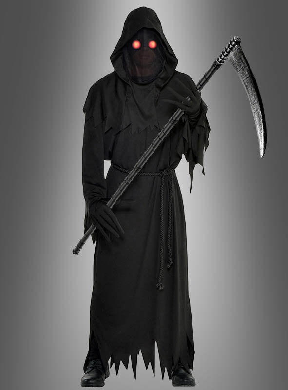 Costume Mietitore (Grim Reaper) Per Bambini - Set Completo Con Falce E Occhiali Luminosi Per Halloween
