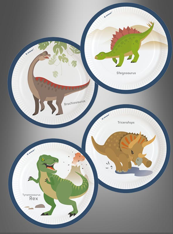 8  Plates with Dinosaur Motives 23 cm