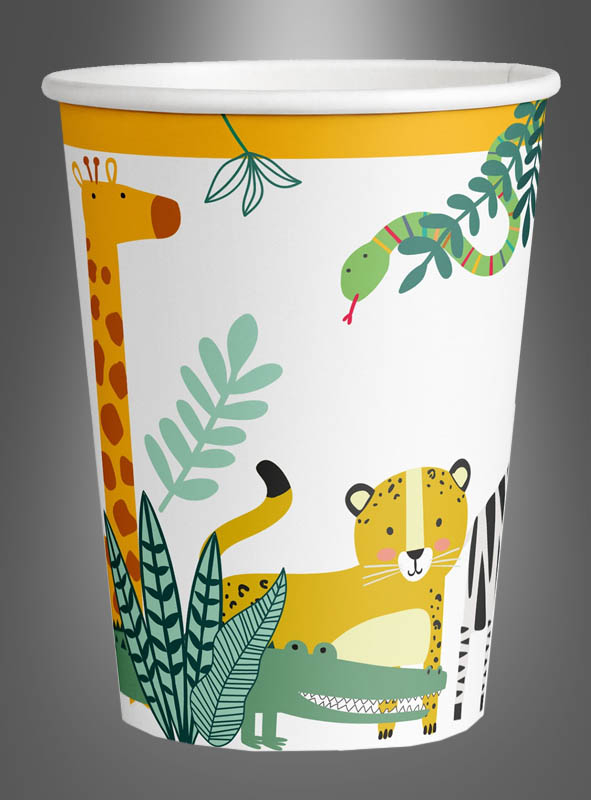 8 x Paper Cups Wild Animals