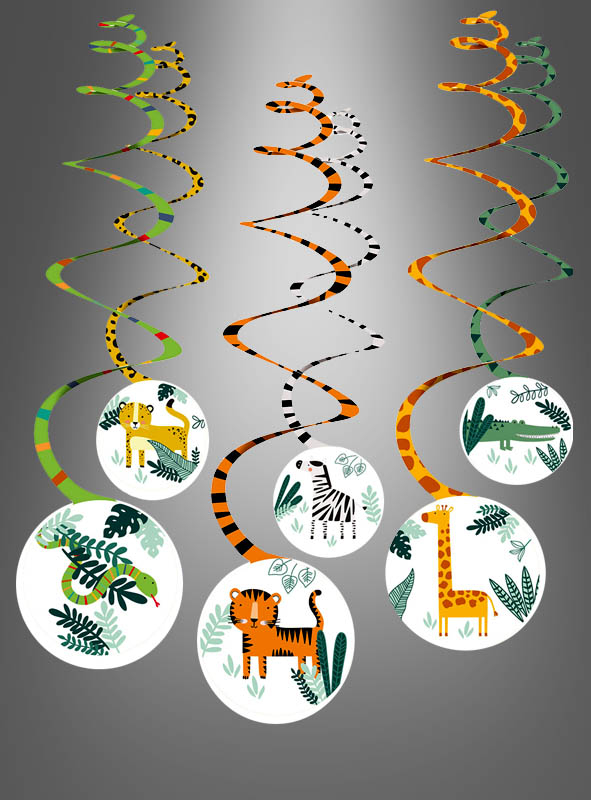 6 x Wild Animals Swirls Decoration