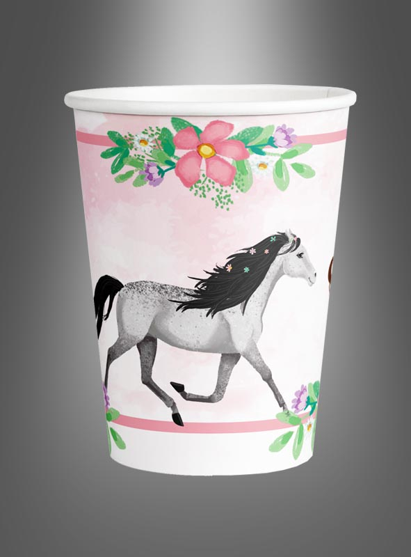 8 Horse Motif Paper Cups Table Decoration 250 ml