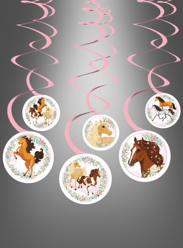 6 Swirl Decorations with Horse Motives
