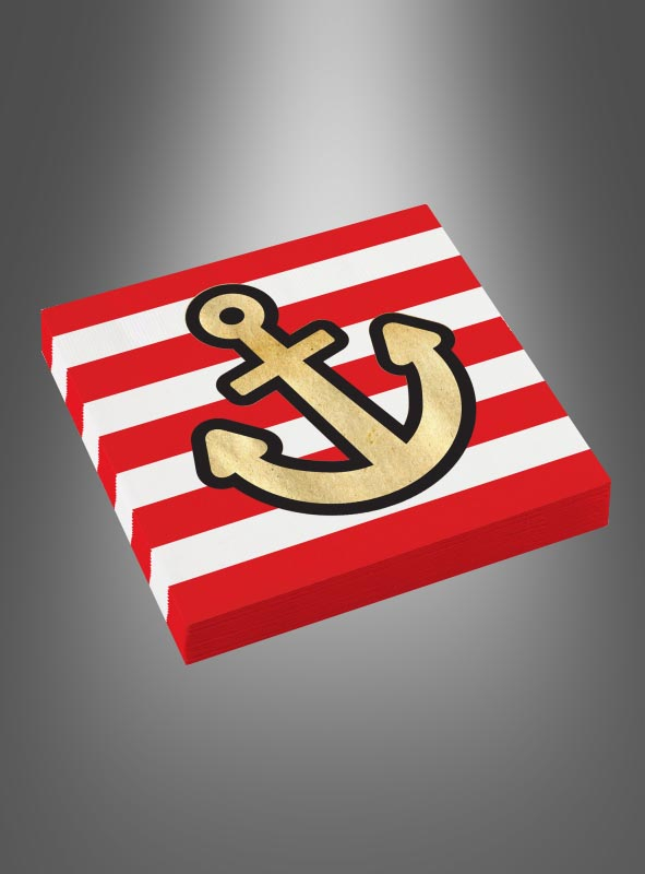 Gestreifte Servietten Piratenparty 33x33 cm