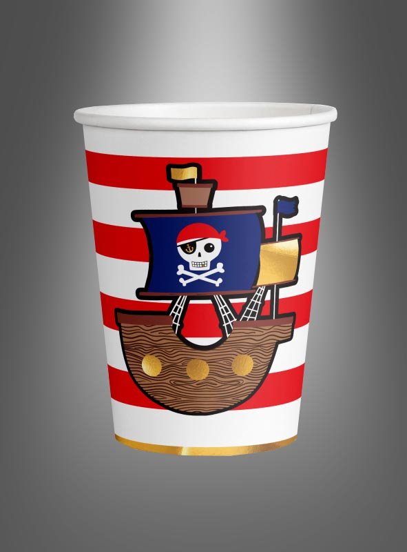 8 Pirate Party Paper Cups 250 ml