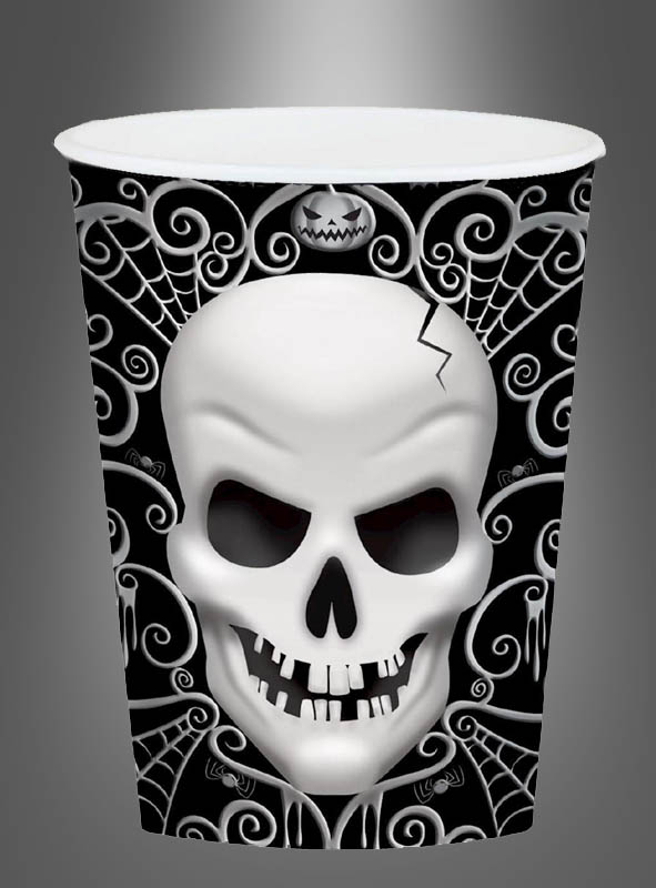 8 Totenkopf Pappbecher Halloween 260 ml