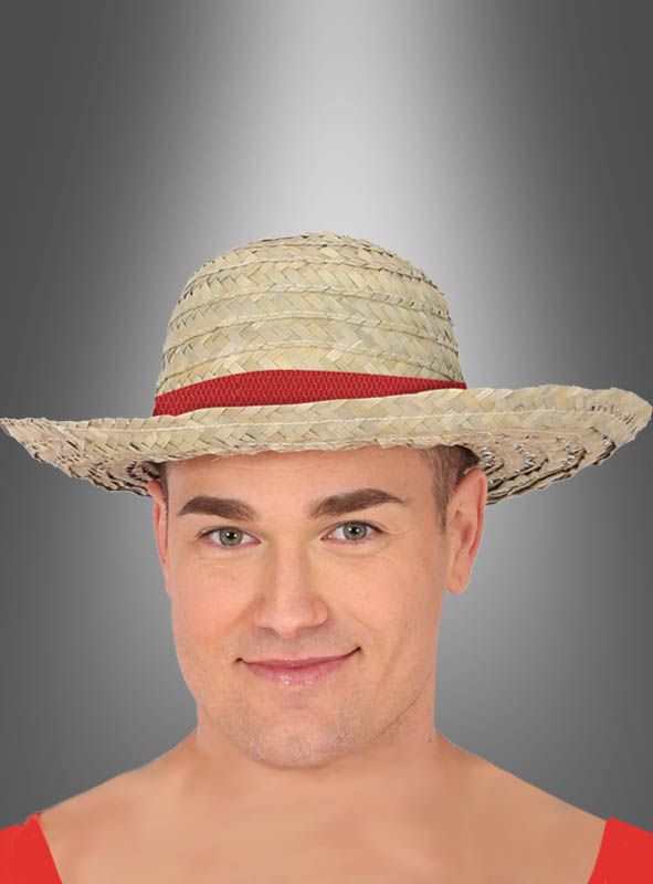 Straw hat with red ribbon