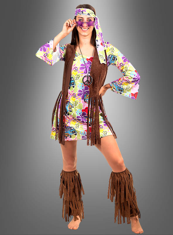 Hippie Blumenkleid mit Fransenweste