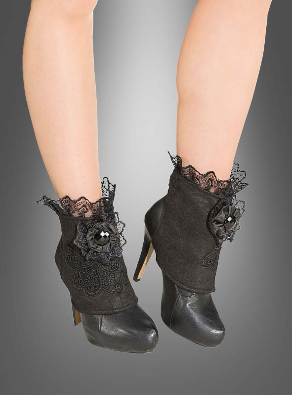 Gothic Schuhstulpen mit Spitze schwarz