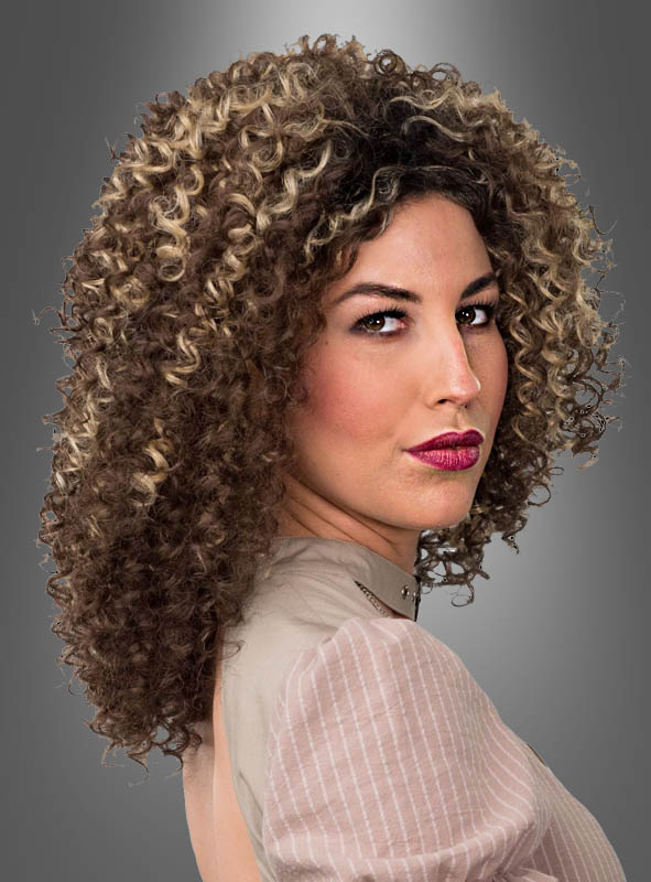 Curly Wig brown with blonde Highlights