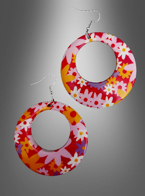 Round Hippie Earrings with Flowers