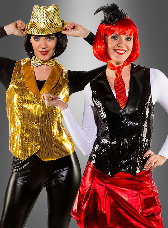 Paillettenweste für Damen gold oder schwarz