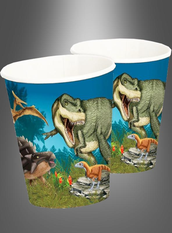 8 Dino Paper Cups 200 ml