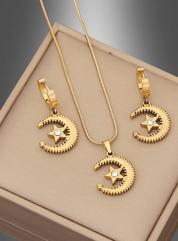 Schmuckset Mond und Sterne goldfarben 3-teilig 