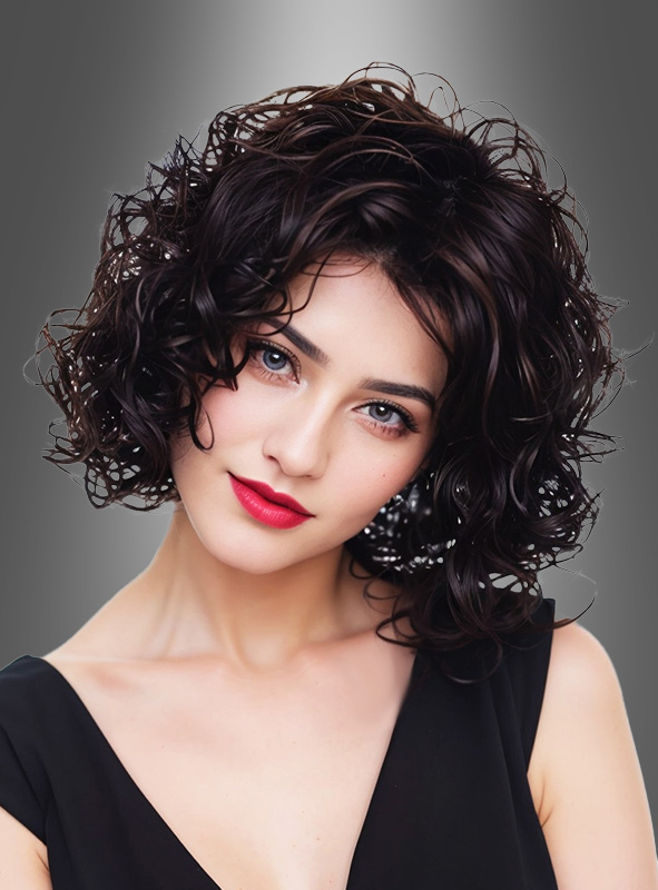Freche Deluxe Lockenperücke Sandra schwarz-braun 