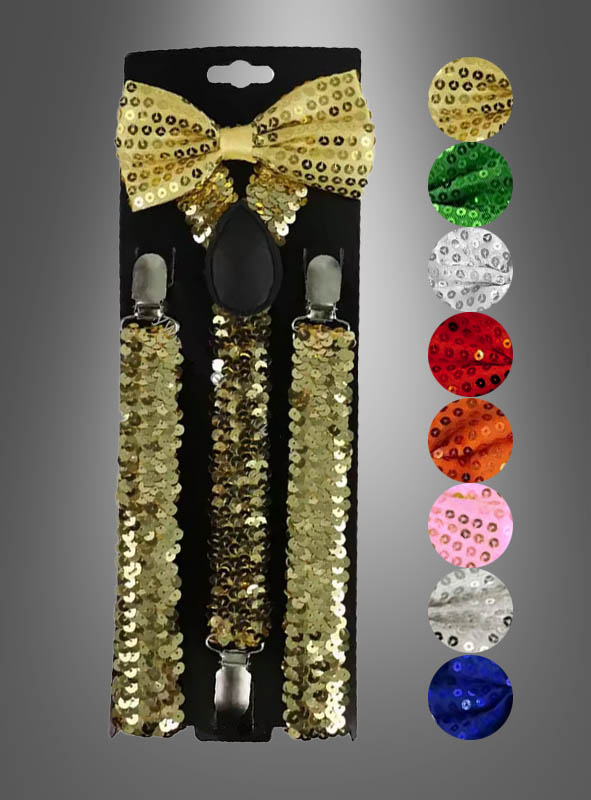 Sequin Braces with Bow Tie Set 