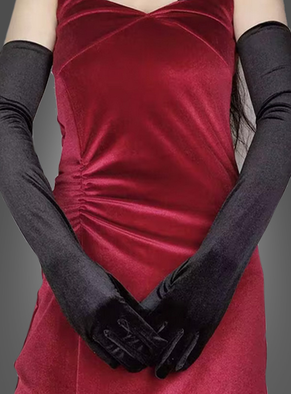 Long Black Velvet Gloves 