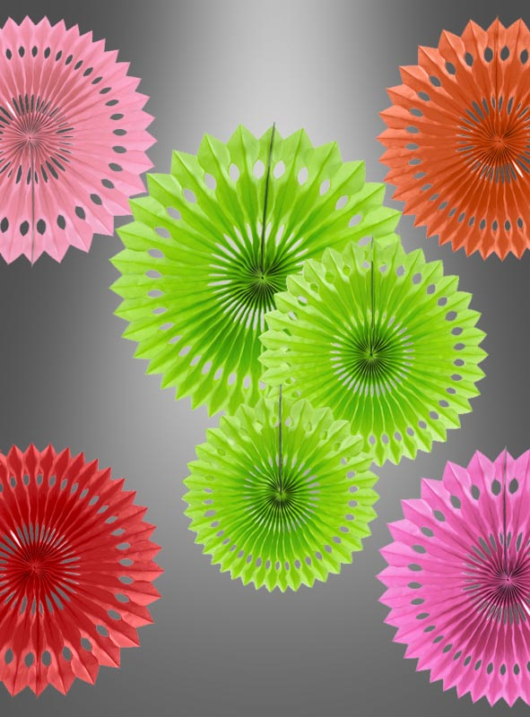 3 Party Tissue Fan bright colours 