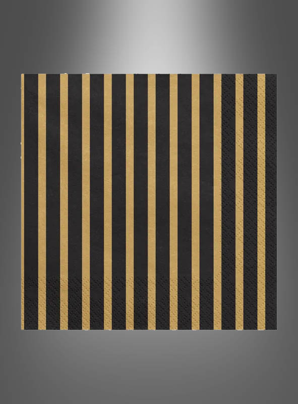Napkins Stripes black gold 20 pcs 