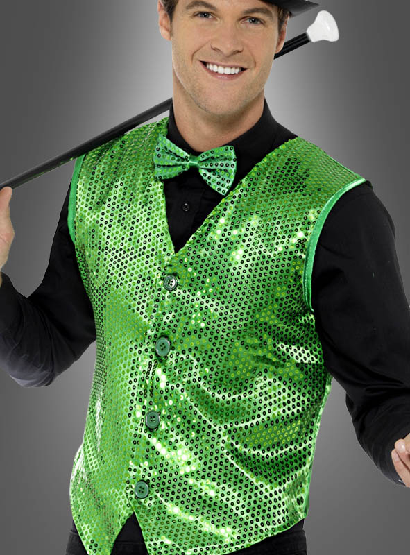 Green Sequin Vest for Men 