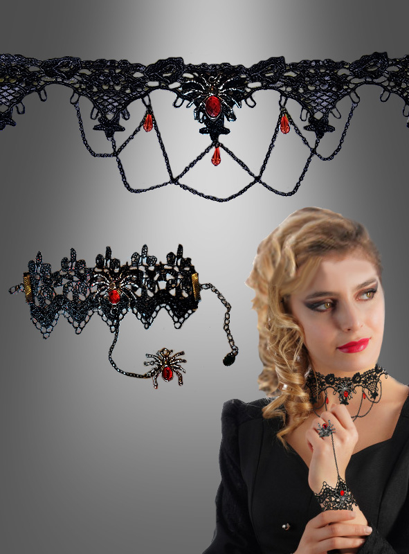 Black Lace Choker and Bracelet Set  Black Lace Choker and Bracelet Set