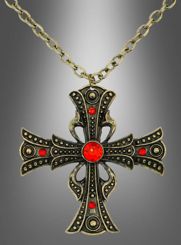 Vampir Kette Gothic Kreuz aus Metall 6,5cm 