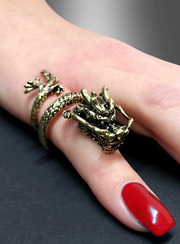 Drachen Ring altgold 