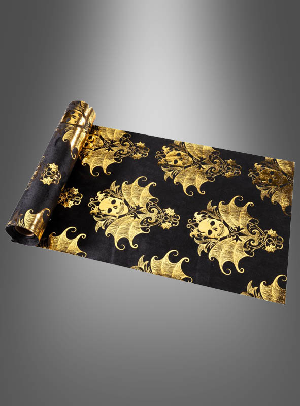 Deluxe velvet table runner baroque skull 