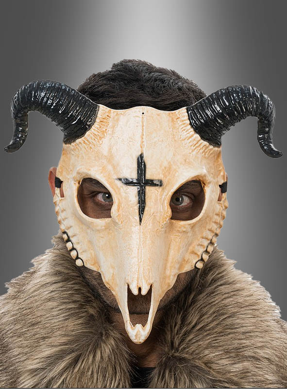 Gehörnte Tierschädel Halbmaske 