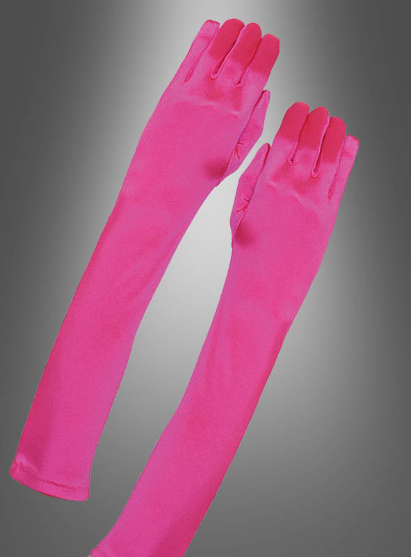 Lange Satin Gala Handschuhe pink 
