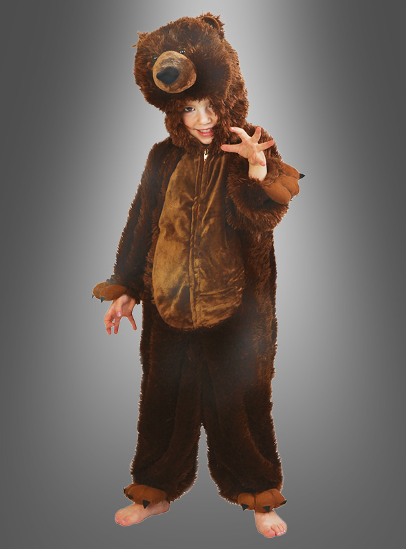 Plush brown bear grizzly kids costume 