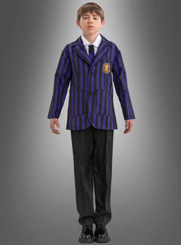 Wednesday Boy Costume Uniform black purple 