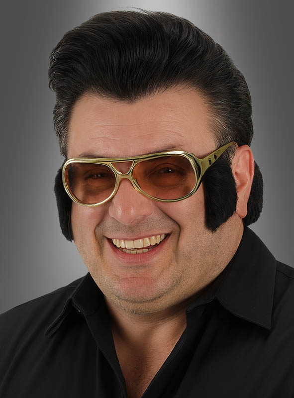 Goldfarbene 70er Brille mit Koteletten 