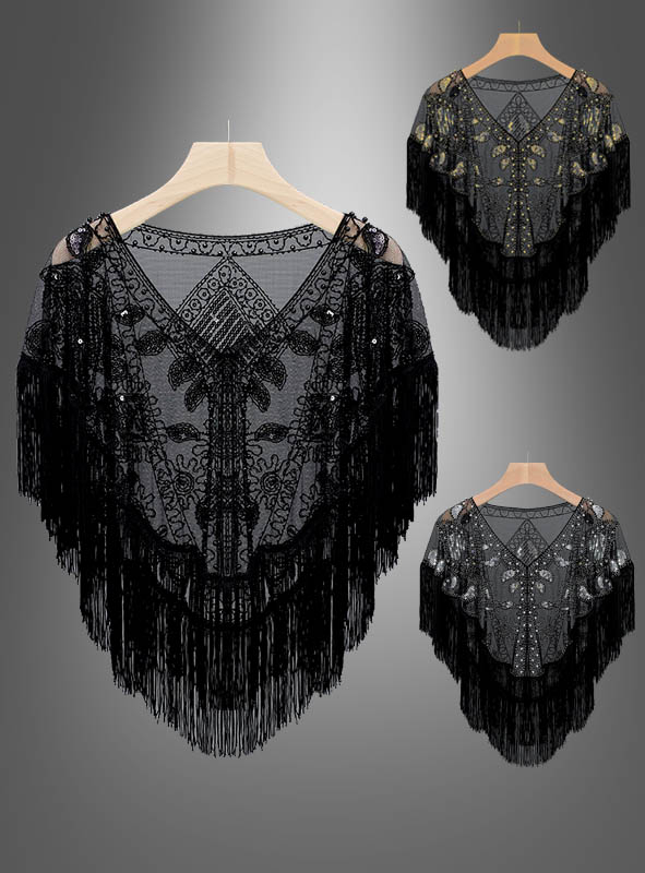 20s Sequin Shawl with Fringes 