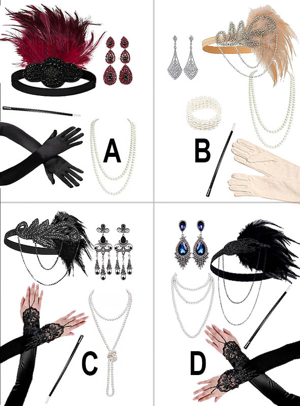 1920s Accessory Kit with Jewelry silver 