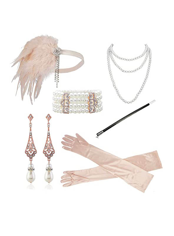 20s Flapper Accessory Set pink 