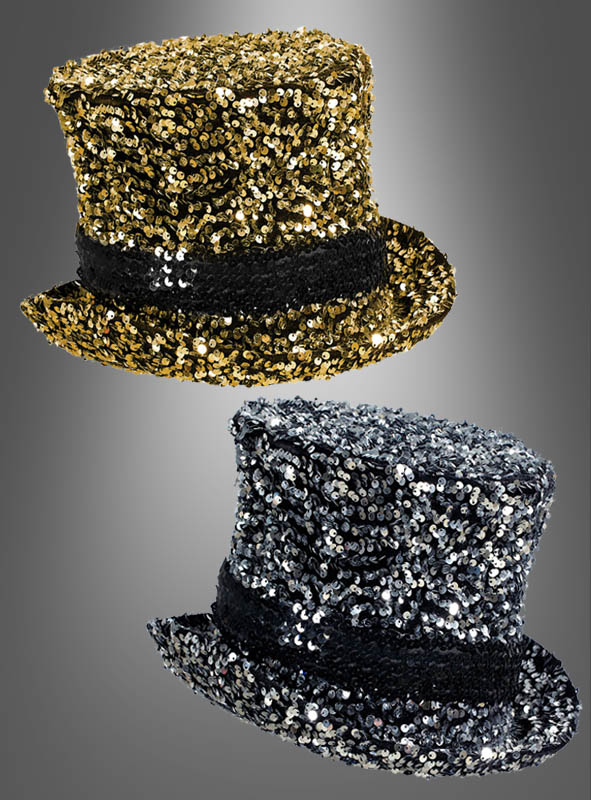 Sequin Top Hat Deluxe gold or silver 