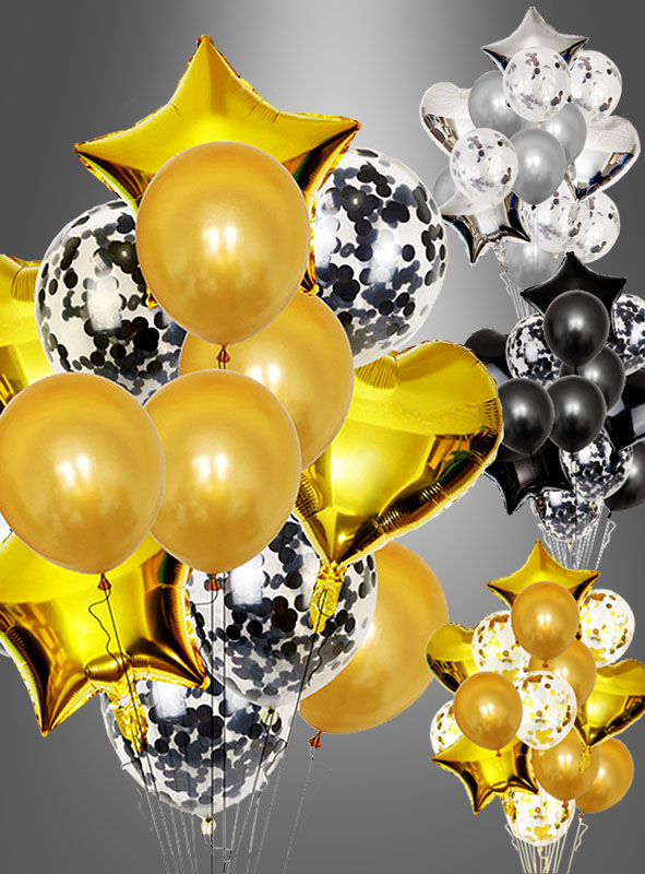 Glamour Ballonstrauß gold, silber oder schwarz 