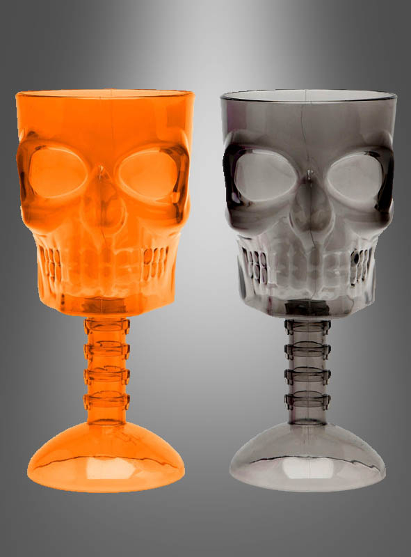 Totenkopf Trinkglas transparent für Halloween