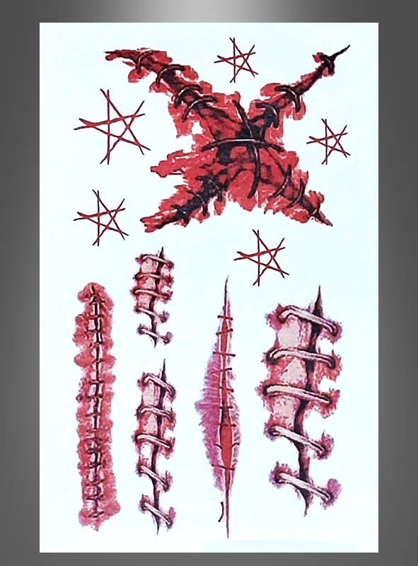 Tattoo Wunden genäht & Pentagramme 