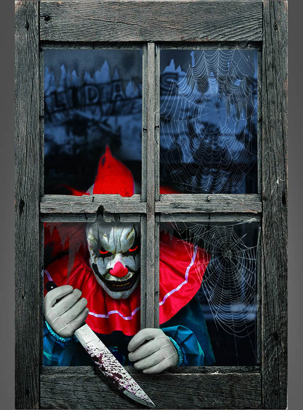 Horrorclown Fenster Deko 80x120cm 