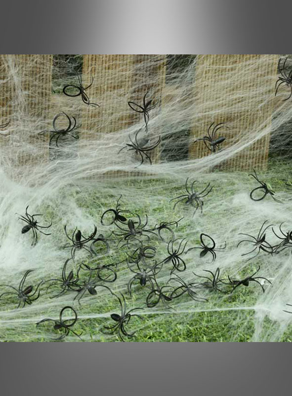 Schwarze Spinnen mit Ring Deko 