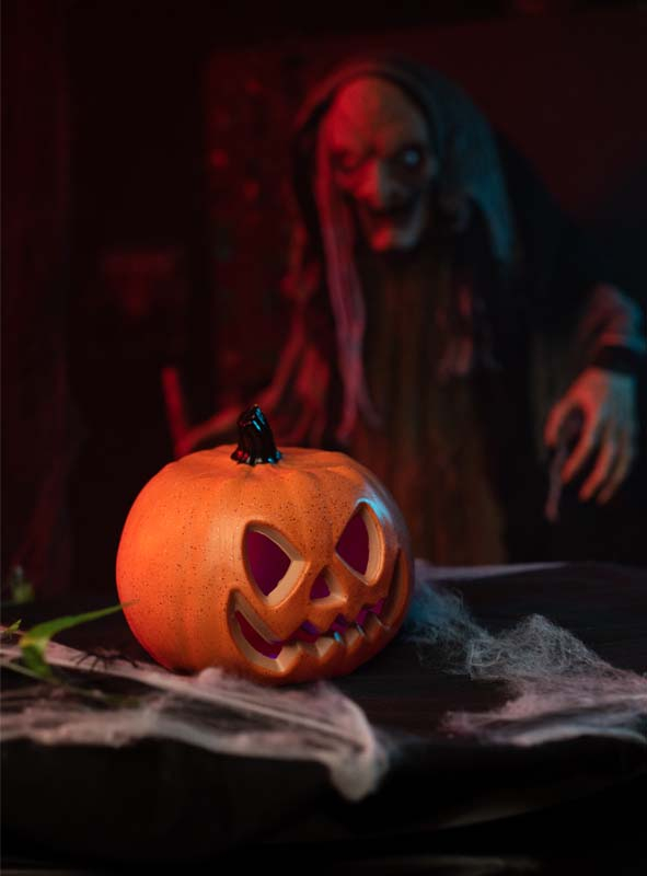 Deko Kürbis 20cm mit Farbwechsel LED 