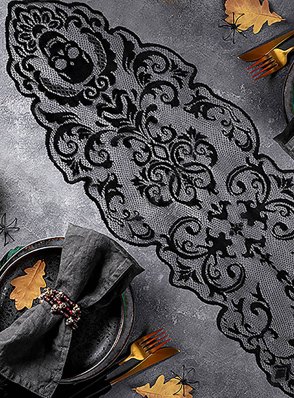 Black Gothic Skull Table Runner 180cm 