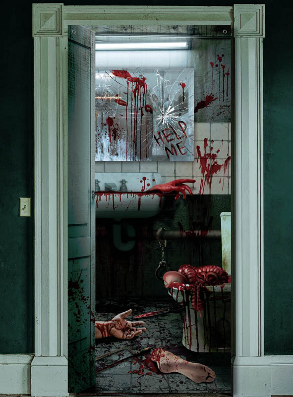 Halloween gruseliges Türposter Badezimmer 