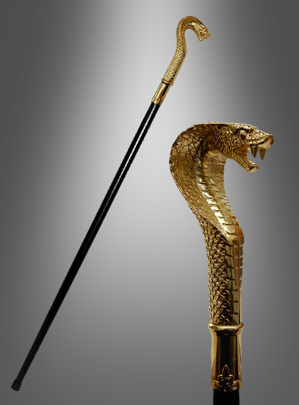 Deluxe Cobra Gehstock Schlange Pharao gold 94cm 