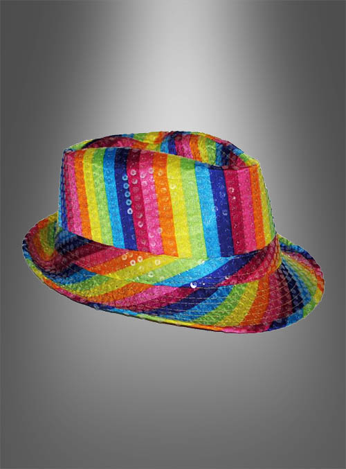 Regenbogen Trilby Paillettenhut 