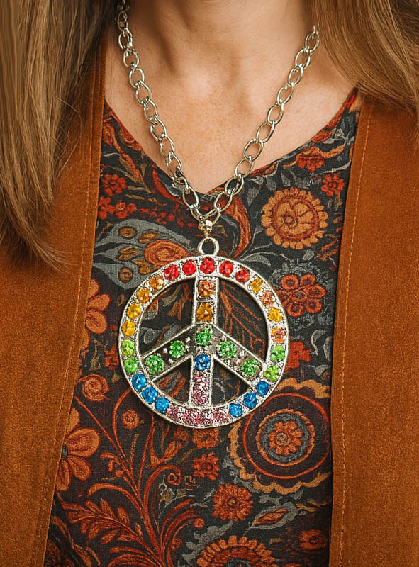Peace Necklace with Rhinestones 