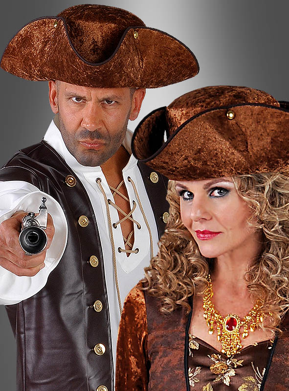 Pirate Hat Tricorn brown 